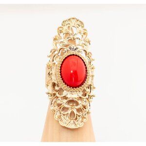 Vintage Victorian Statement Red Adjustable Ring Size 7 - T1